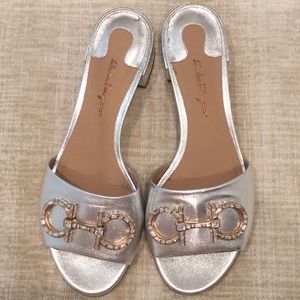 Salvatore Ferragamo silver sandal